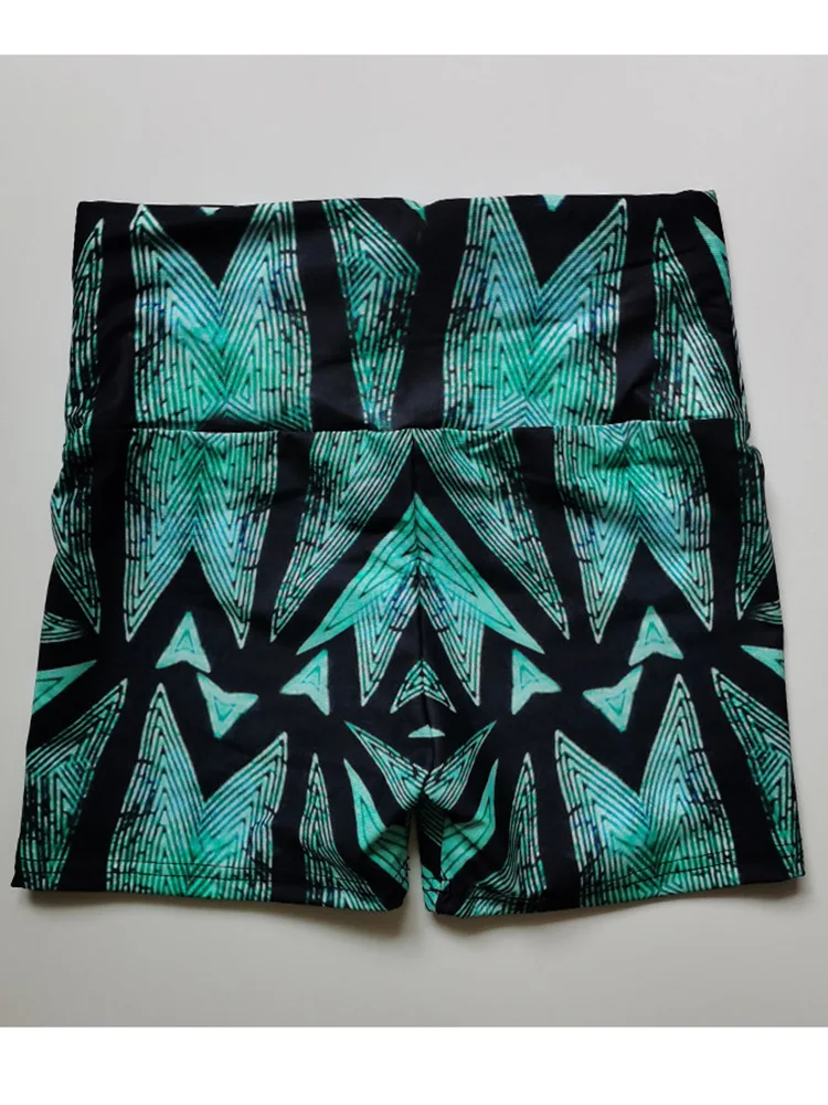Green Web Printed Yoga Sports Summer Shorts for Women Gym Fitness Sexy Workout Push Up Slim Tights