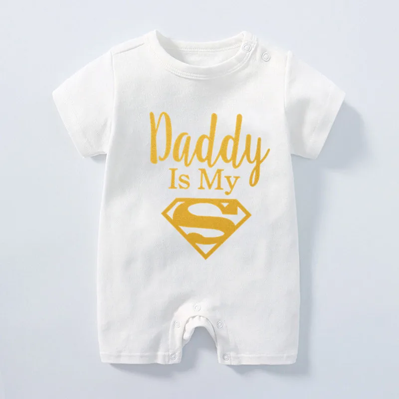 Daddy Is My Hero Funny Print Baby Romper Newborn Baby Boys Girls Clothes Infant Baby Jumpsuit Cute Casual Baby Clothes Warm Baby Bodysuits 