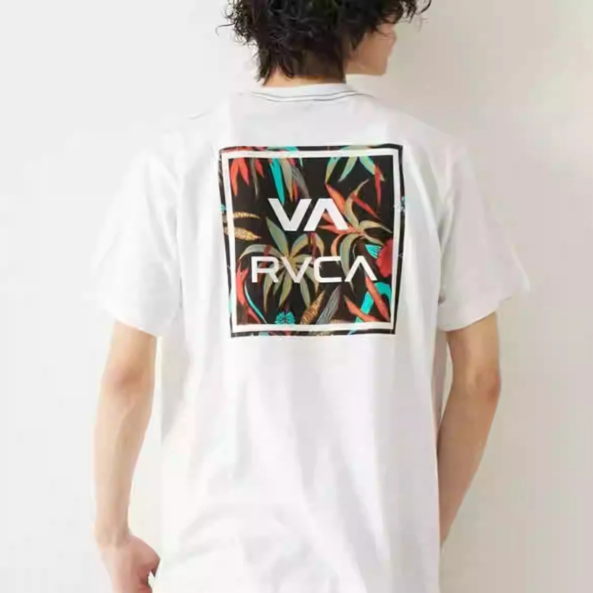 Summer Men's and Women's New Day Line Surfboard Street Personality Behind Large Printed Round Neck Cotton Short-sleeved T-shirt