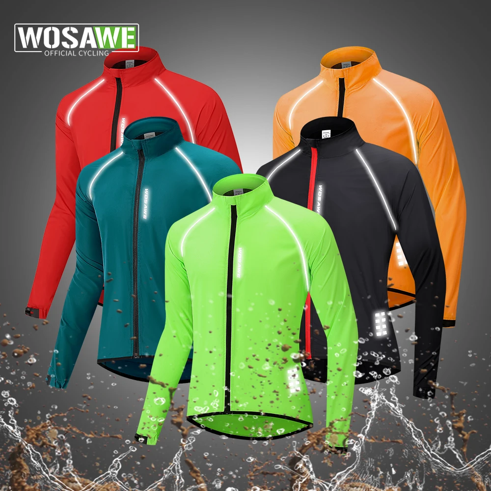 WOSAWE 반사 남성용 사이클링 자켓 방풍 라이딩 자전거 의류 윈드 브레이커 야외 스포츠 러닝 MTB 자전거 메쉬 조끼