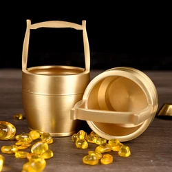 Pure Brass Bucket of Gold Ornament No Ingot Lucky Fortune Craft Feng Shui Ornament Home Desktop Decoration Gift