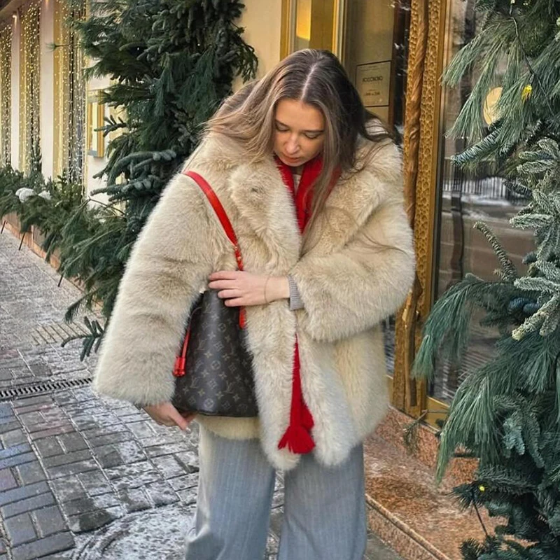 beige fur coat