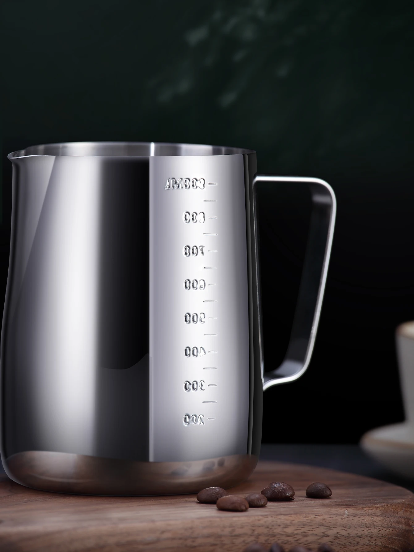 Stainless Steel Milk Frothing Pitcher - 1500 Ml (50 Oz) Silver Milk Jug With Measuring Scale For Latte Art - View #4