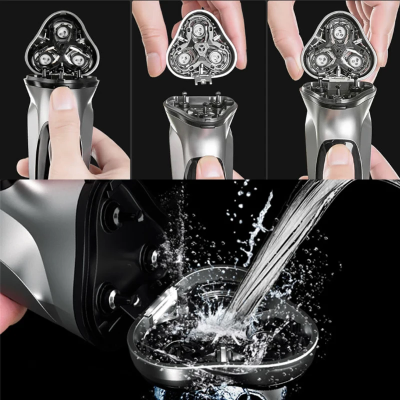 BS001 Electric Shaver Replacement Head Men's Electric Razor 3D Floating Blade Head, Removable Blade Wash 1-5Set 3
