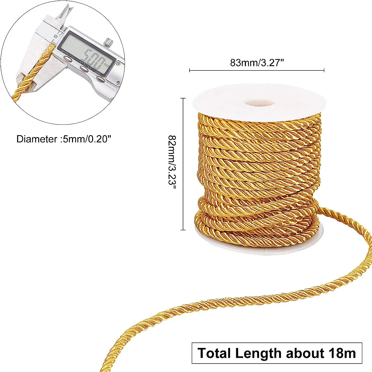 5MM Twisted Cord Rope Trim Craft Decorative Polyester Rope Handmade Cording for Sewing Crafts Upholstery Home Decor 5m