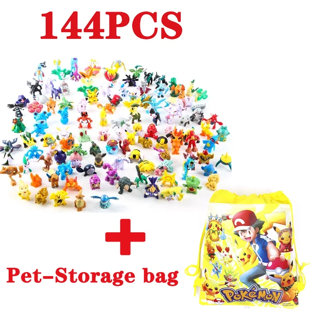 144 Style Pokemon Figure Toys Anime Pikachu Action Figure Model Ornamental Decoration Collect Toys For Children's Christmas Gift - 144 Pcs With Bag