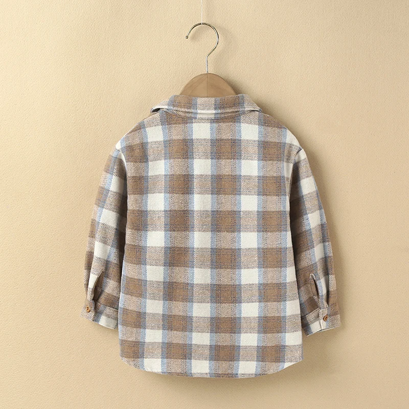Toddler Girl Plaid Lapel Collar Button Design Shirt Coat Jacket for Girls Boy Baby Kids Spring Autumn Children's Warm Outerwear