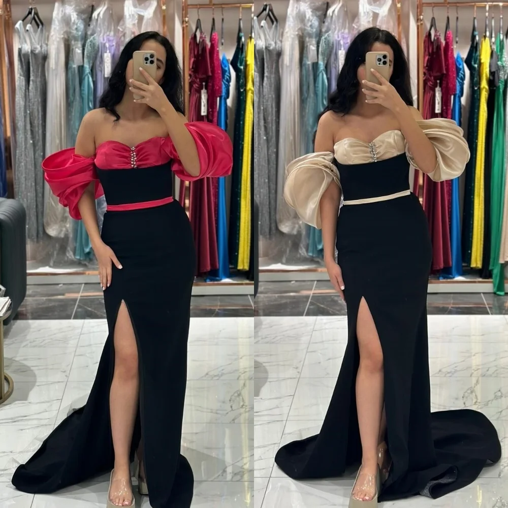 

Jersey Sequined Ruched Celebrity A-line Off-the-shoulder Bespoke Occasion Gown Long Dresses