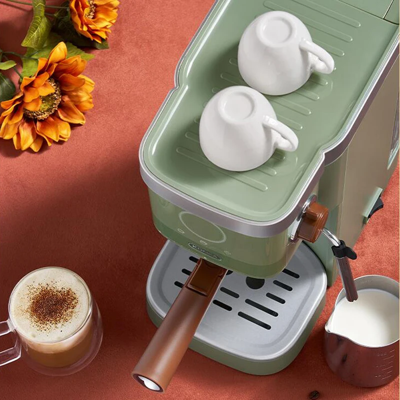 ECORTE Italian Coffee Machine Retro Green Milk Frother Coffee Maker Powder  Capsule Espresso Making Coffee Drinks (Color : Espresso maker(new), Size 