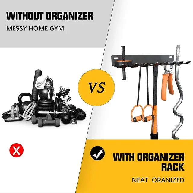 Rastrelliera Da Parete Per Bilancieri - 6 Ganci In Acciaio Antiruggine Per Attrezzatura Palestra - Foto 11