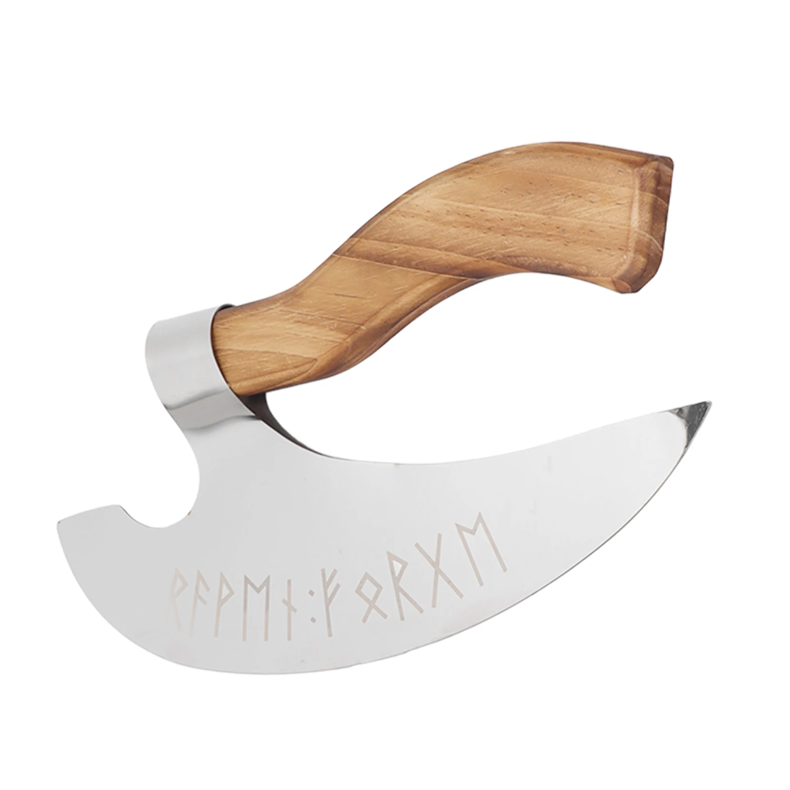 Viking Pizza Axe Handmade Stainless Steel Medieval Pizza Cutter with Pine Wood Handle for Home Restaurant Bar Viking Tool