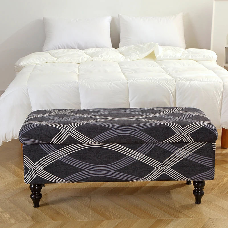 Chair Cover Furniture Cover 1pc Printed Ottoman Footstool Cover Stretch Piano Storage Stool Covers Rectangle Non-Slip Bedside Footrest Slipcover