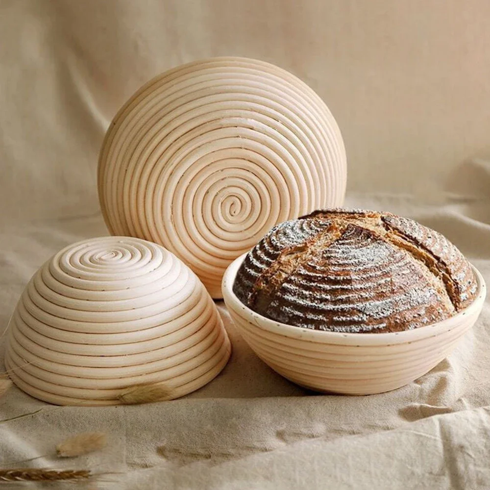 Natural Rattan Wicker Bread Basket Banneton Dough Proofing Sourdough Basket Linen Liner Home Kitchen Bread Bakery Tools