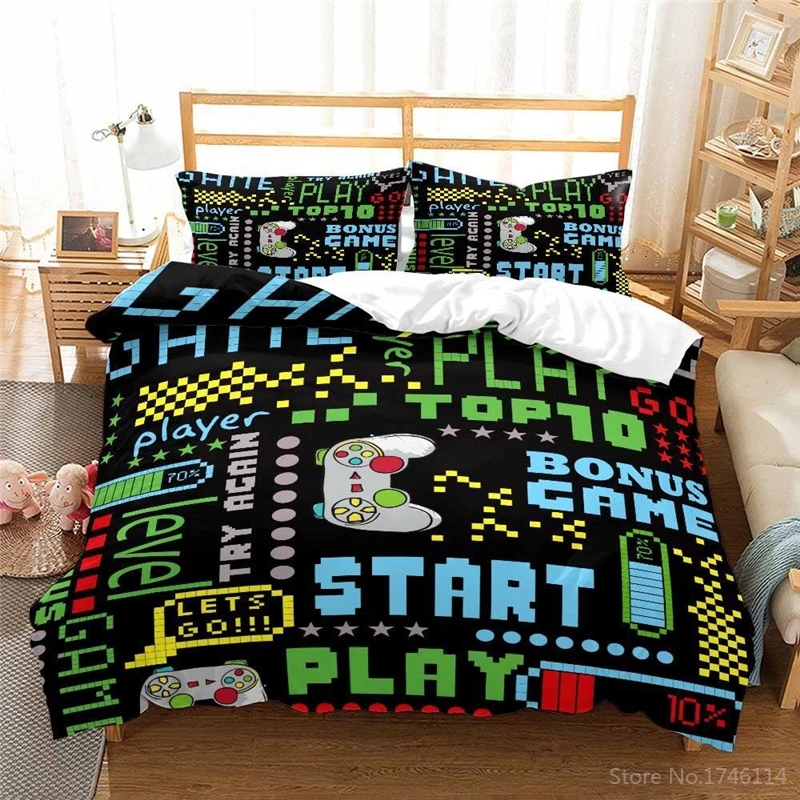 

Video Game Gamepad Elements 3D Bedding Set Modern Gamer Duvet Cover Set Quilt Cover Pillowcase Bedclothes for Home Bedroom Decor