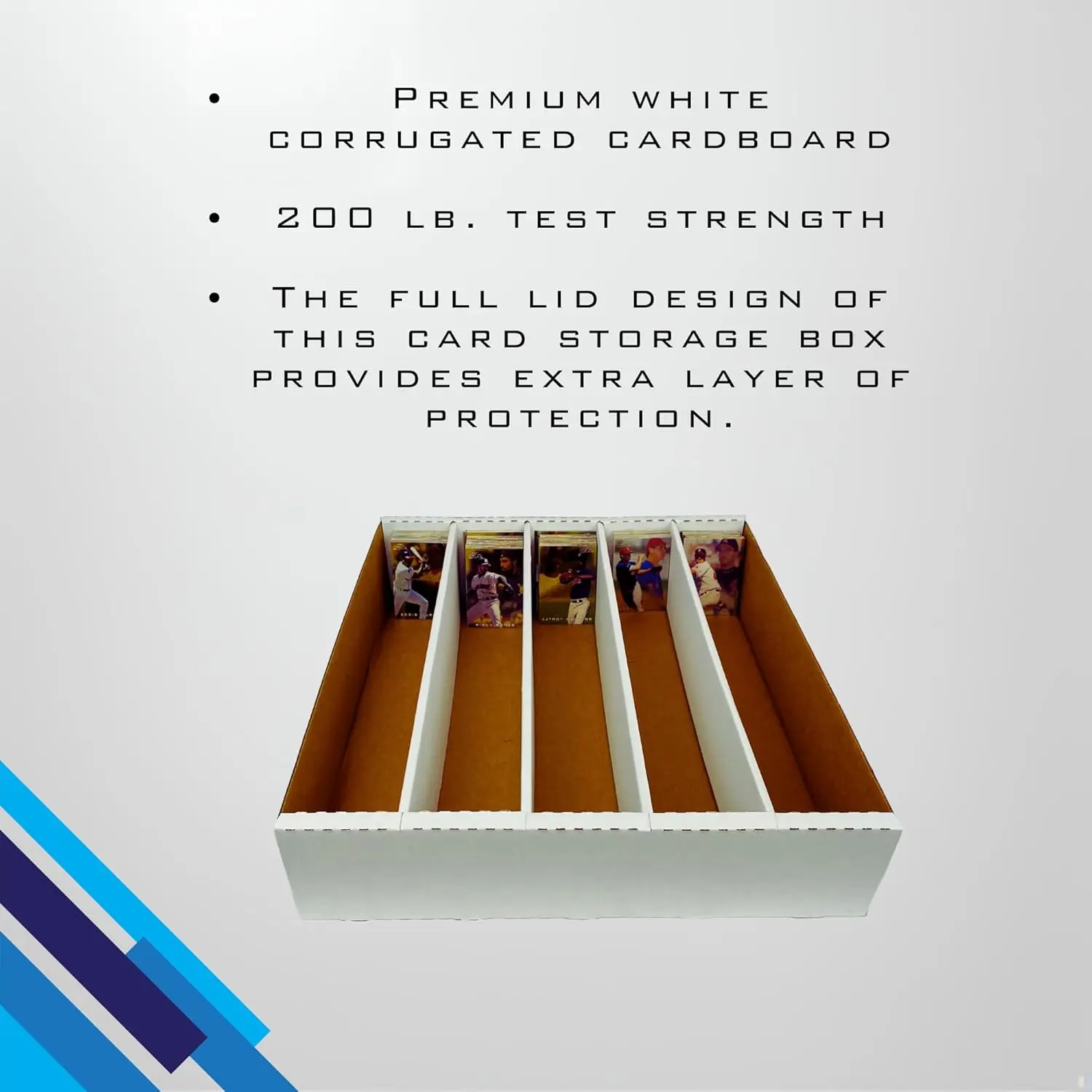 Row Trading Card Storage Box - Durable Cardboard Box, Card Collection - 200 lb. Test Strength, Full Lid Design. Made in the USA