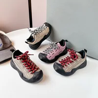 Children's Casual Sneakers 1-18 Years Old Leather Boys Girls Single Shoes Four Seasons Khaki Soft Non-slip Kids Outdoor Shoes