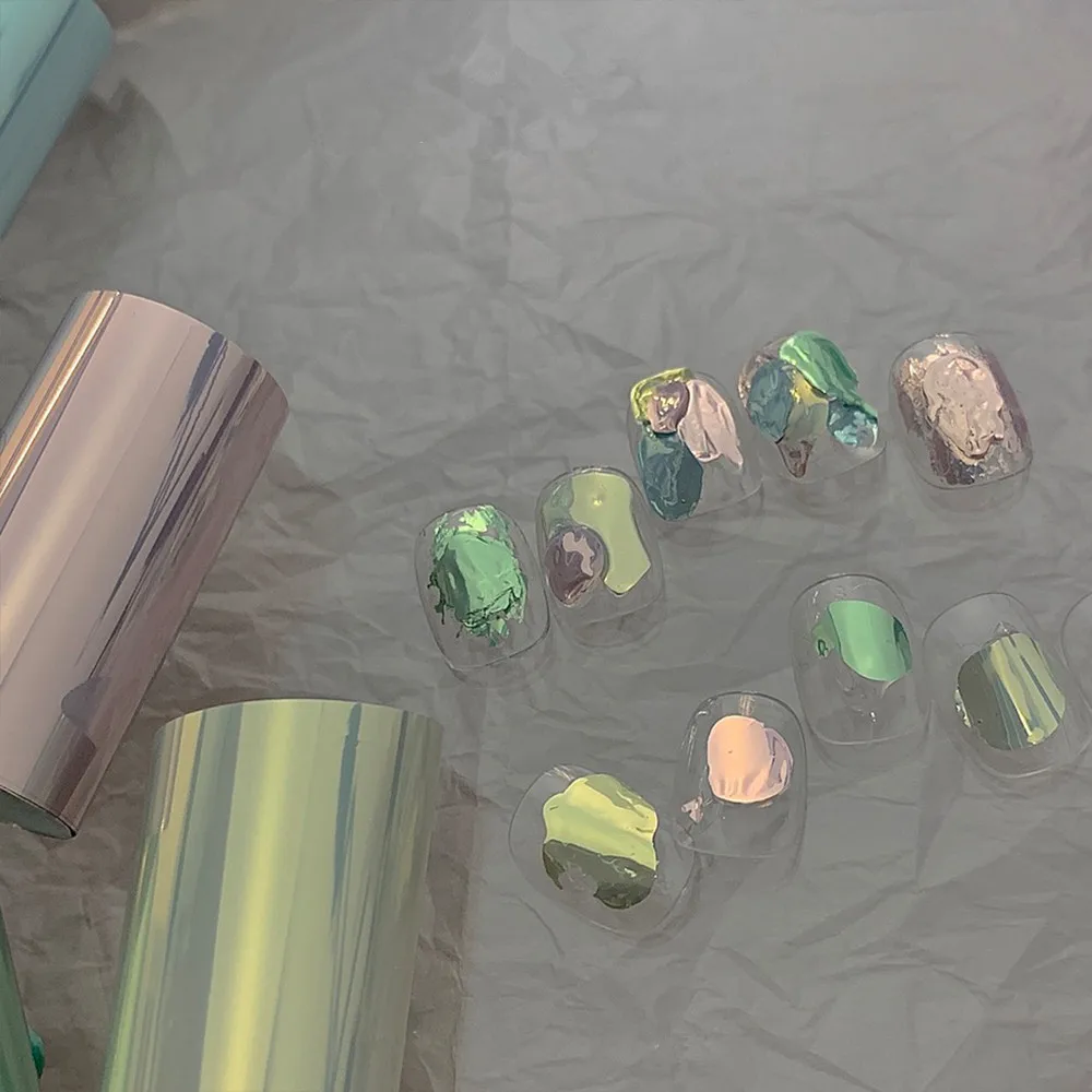 1RollMermaidNailFoilTransferPapersAuroralNailArtFoilsSatin