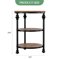Table basse ronde à 3 niveaux peu encombrante – Cadre en métal industriel moderne – Étagères de rangement – Table d'appoint pour canapé pour salon, chambre à coucher, petits espaces 5