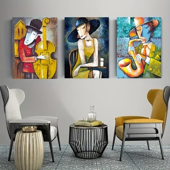 Picasso famosa pittura su tela poster stampa ritratto moderno che suona strumento musicale arte della parete per soggiorno decorazioni per la casa