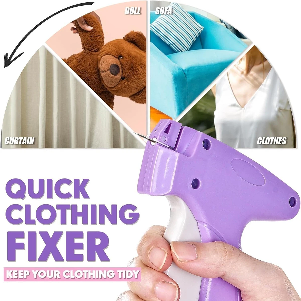 Fine Stitch Gun Stitchy Quick Clothing Fixer for Clothes Micro Tagging Gun Clothing Mini Speedy Sticky Sewing Hemming Tool