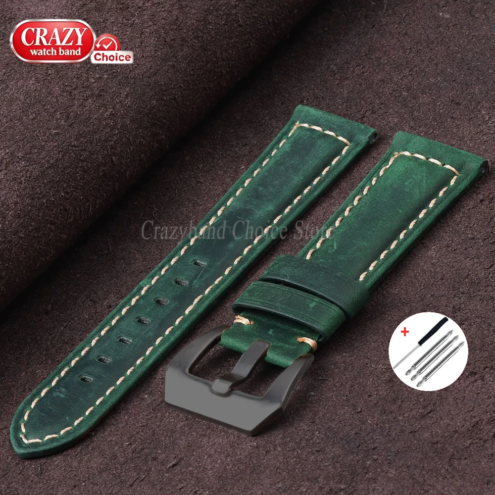 Calfskin Leather Sport Watch Band - Crazy Horse Finish, Universal Fit