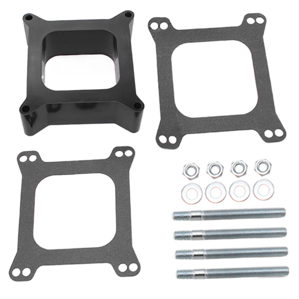 Open Phenolic Carburetor Spacer with Gasket Screws Kit Black Carb Spacers Square Open Center Carb Spacer for Holley 4150/4160
