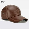 2025 New Style Men Cowhide Hat Winter Warm Outdoor Protect Ear Real Leather Adjustable Baseball Cap Men Real Cowhide Leather Cap 1
