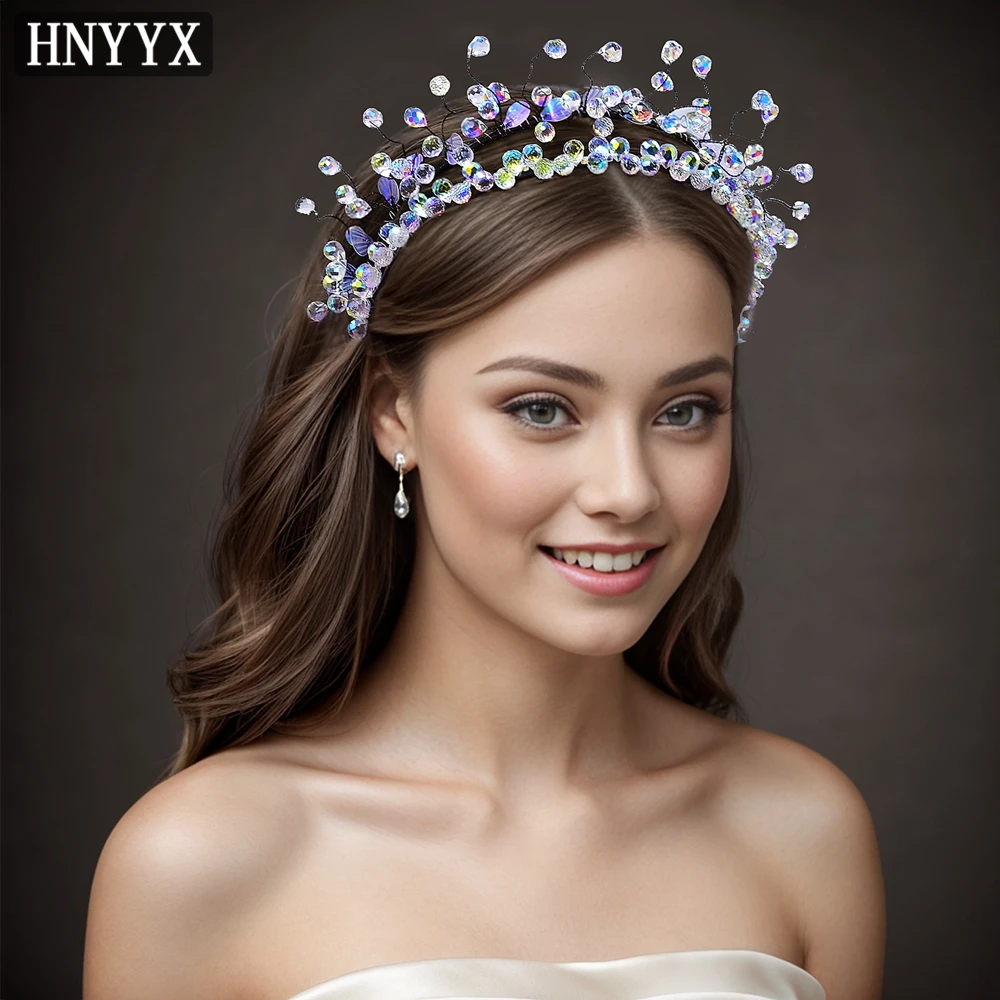 

HNYYX Crystal Headband Double Row Sparkling Hair Accessories Fashionable Hair Pieces Elegant Hair Hoops Wedding Headwear A119