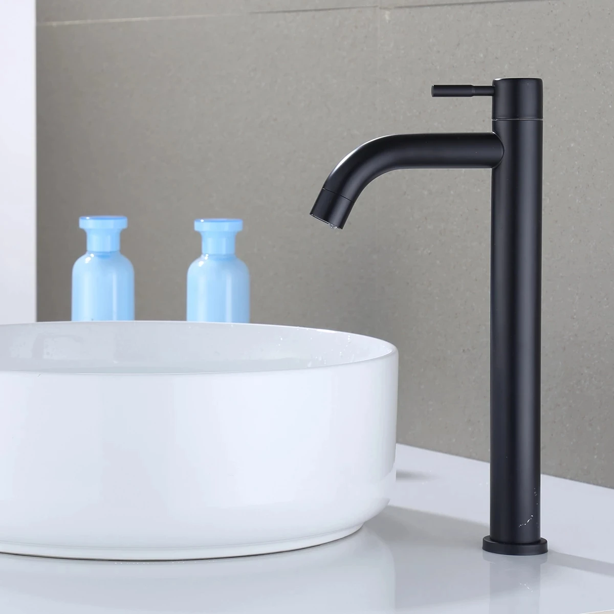 

Matte Black Tall Basin Sink Faucet Slim Bathroom Washbasin Water Mixer Tap Only Cold Water Basin Crane Tap Bathroom Tap