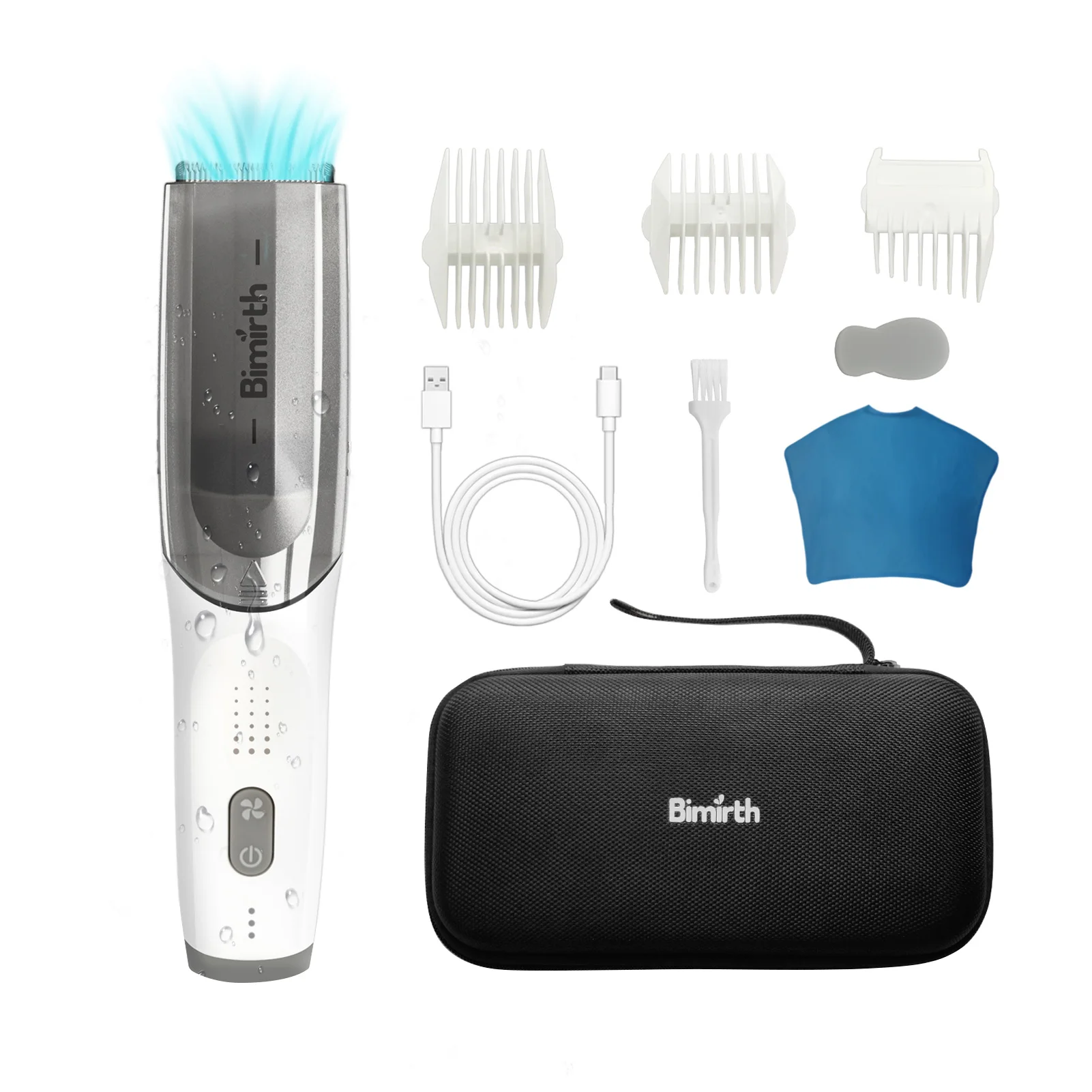 Cordless Vacuum Haircut Kit Hair Clipper Waterproof Built-in Rechargeable Battery with Storage Bag Combs for Boys Men Kids
