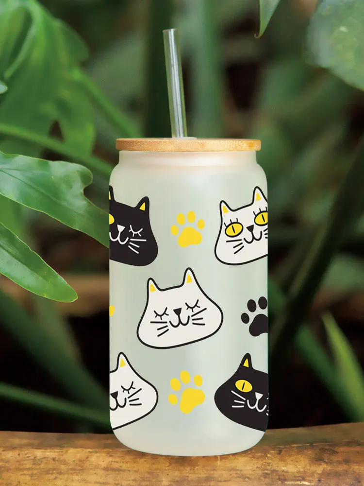 UV DTF Transfer Sticker Animal Cat Dog For The 16oz Libbey Glasses Wraps Bottles Cup Can DIY Waterproof Decals D7695