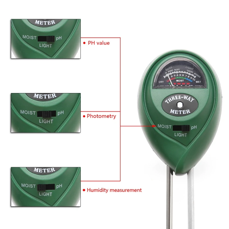 New Hot 3 in1 PH Tester Soil Water Moisture Light Test Meter for Garden Plant Flower Kit Hydroponics Analyzer