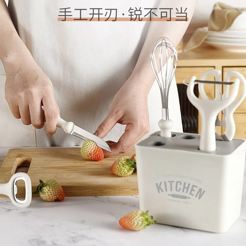 New Xiaomi Youpin Kitchen 6-piece Set of Peeling Knife Fruit Melon Planer Auxiliary Food Tool Combination Set with Storage Seat 2