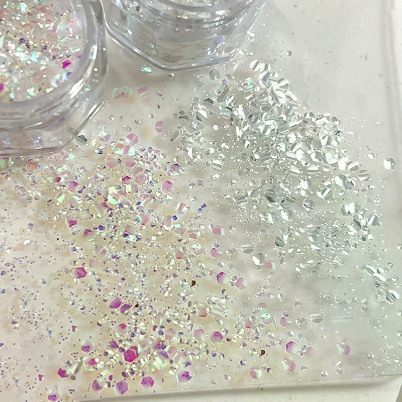 1 Jar Mermaid Holographic Nail Glitter - Ultra-Thin Laser Flakes Irregular Sparkle Dust, DIY Loose Manicure Sequins Accessories
