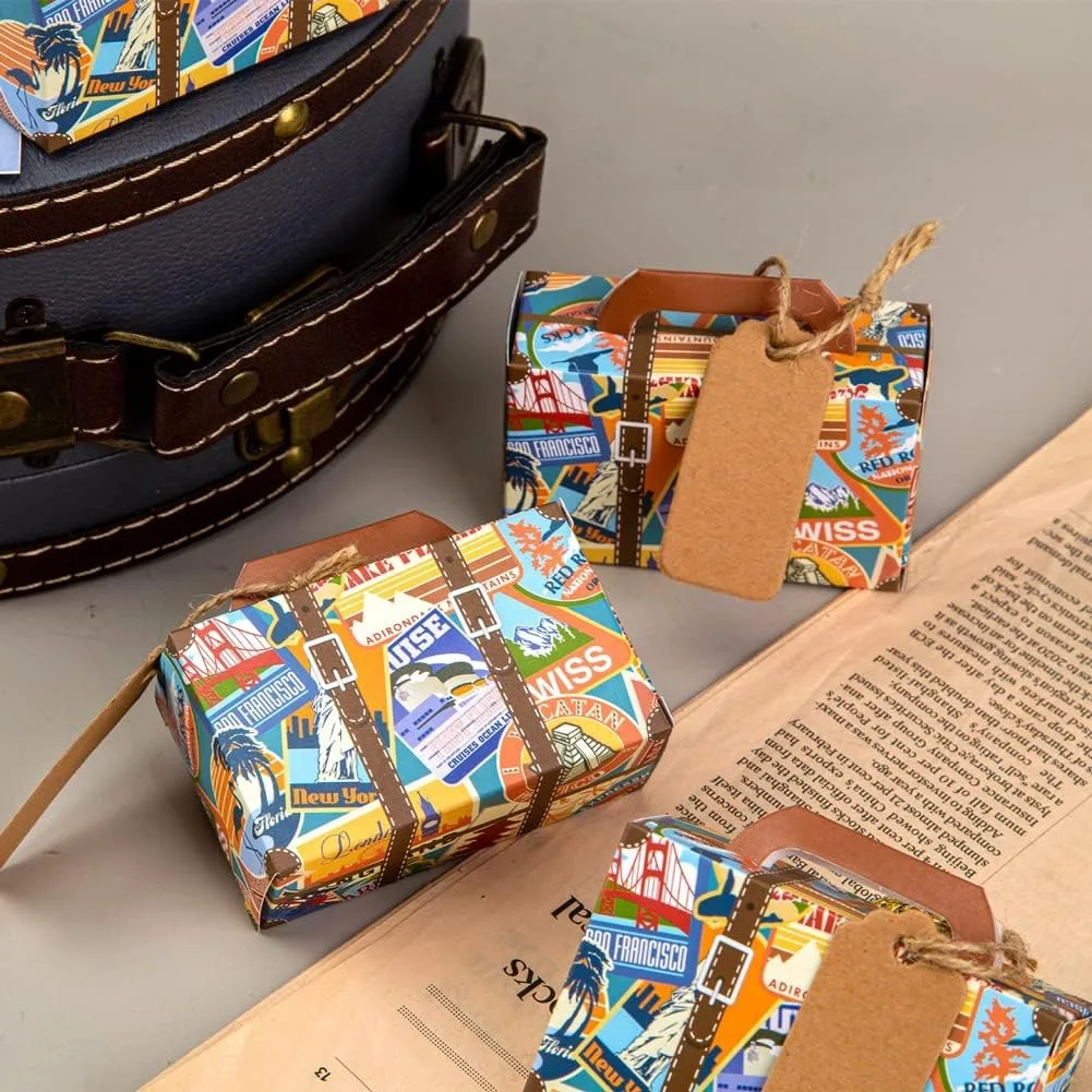 5 stücke/10 stücke Mini Reise Box Candy Box Geburtstag Hochzeit Reise Thema Party Geschenk Box Kraft Papier Mit retro Label Decoration2025New – Detail 7