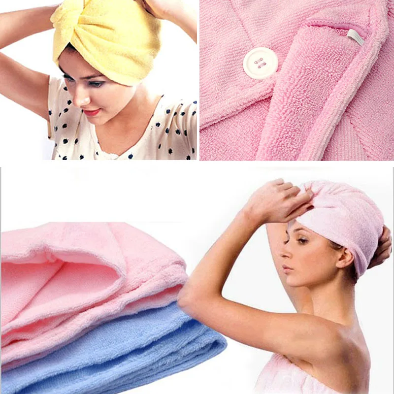 Curly hair drying hat long hair quick-dry towel hat women microfiber drying hair towel shower bath super absorption turban hat home