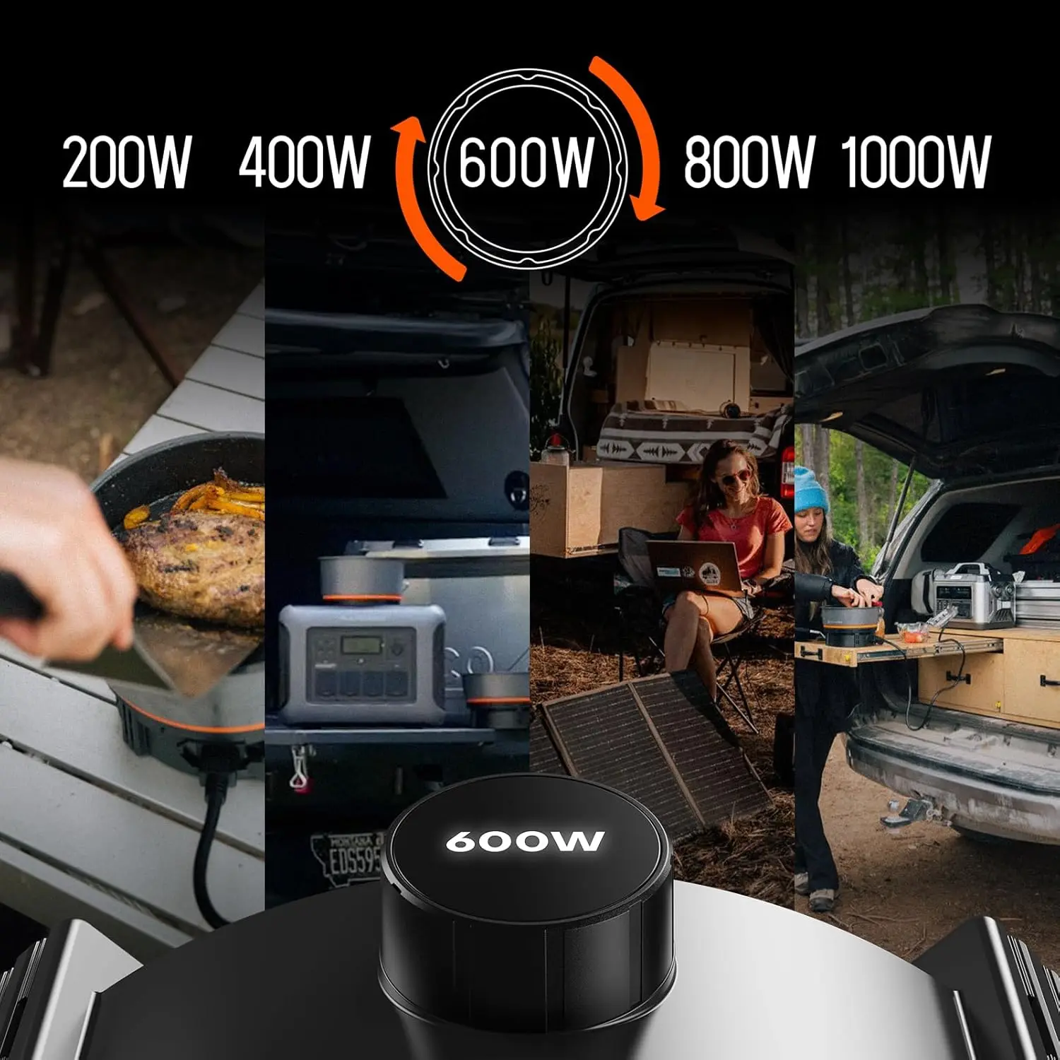 Cooking System, Portable Camping Electric Stove, Outdoor Cookware Set 200-1000W Designed for Electric Vehicles, Recreational Veh 3