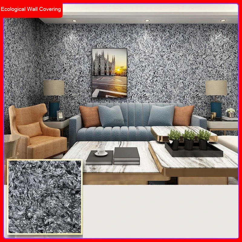 Ecological Wall Covering Plant Fiber Paint Bedroom Living Room Cement Household Self-Painting Wall Mud Wallpaper Stickers