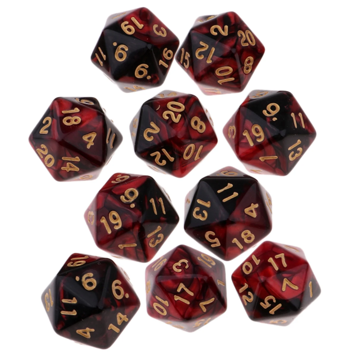 

10pcs/Set D20 Colored Acrylic Polyhedral Dice 20-sided Dice Game Set Two-COLORS Swirl DND Dice Set for D&D TRPG Board Game Dice