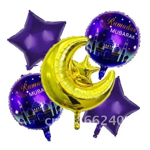 

5pcs Ramadan Muslim Islamic Festival Party Decor 18inch Eid Mubarak Star Moon Foil Balloons Ramadan Kareem Decor Ramadan decor