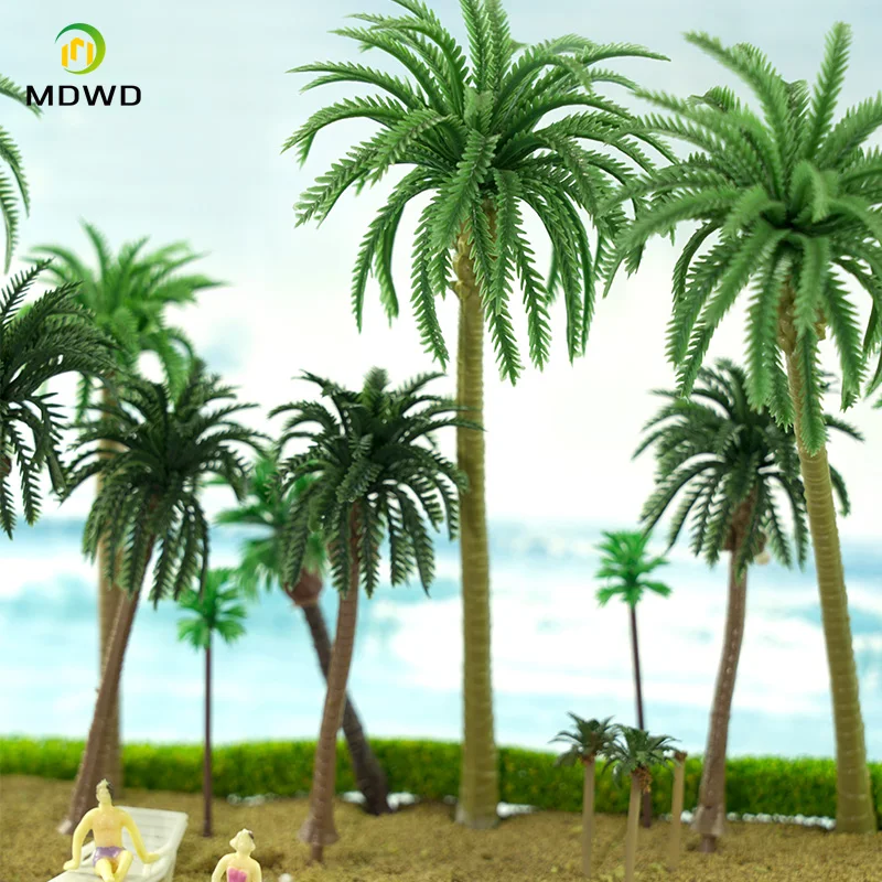 

Масштаб в стиле Хо, искусственный кокосовый пейзаж, поезд, железная дорога, пляж, самодельный пейзаж, миниатюрная картина