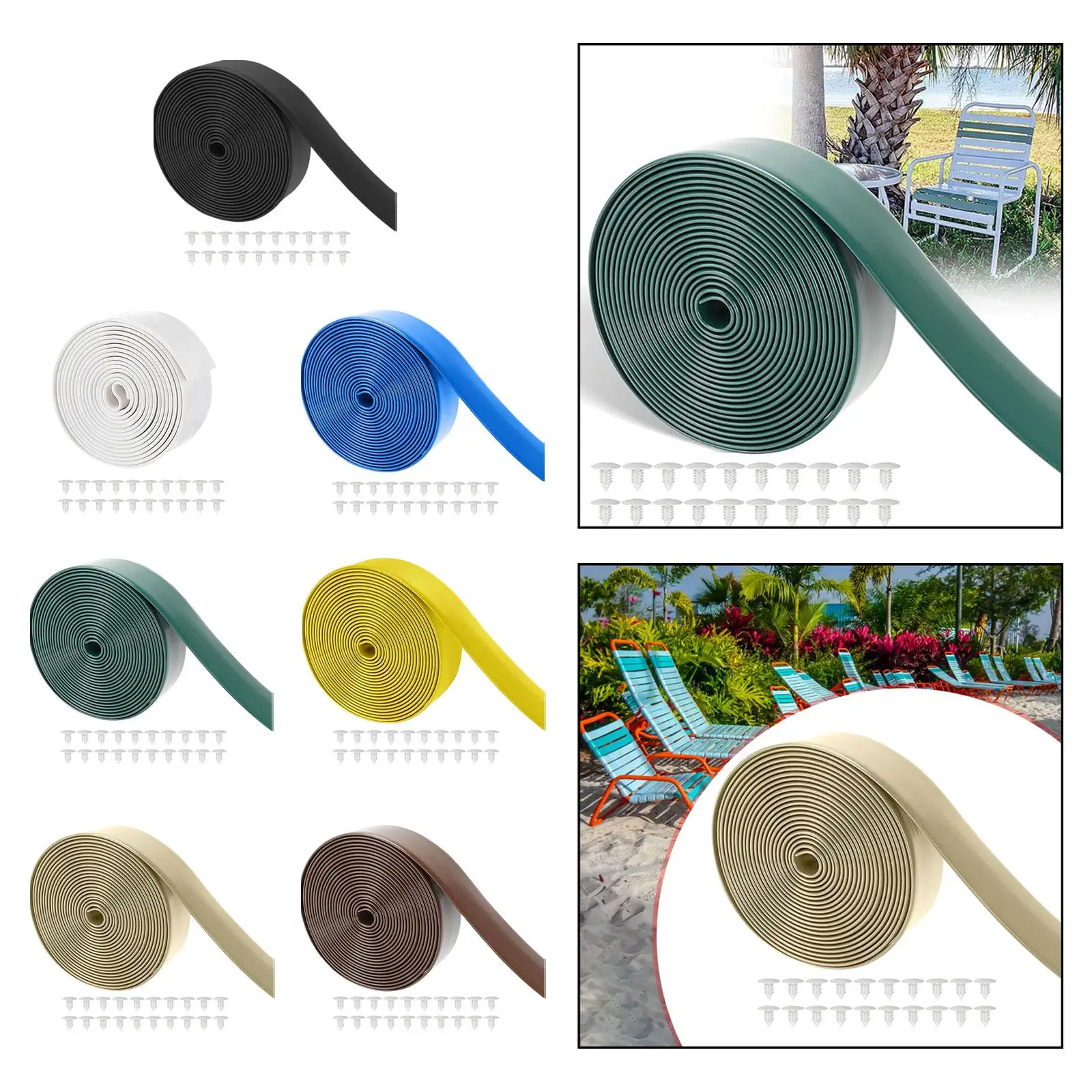 Židle vinyle řemen s 20 nýty snadný na instalovat pvc bh DIY trávník židle spravit popruhy pro patio chairs sad outdoorové trávník nábytek