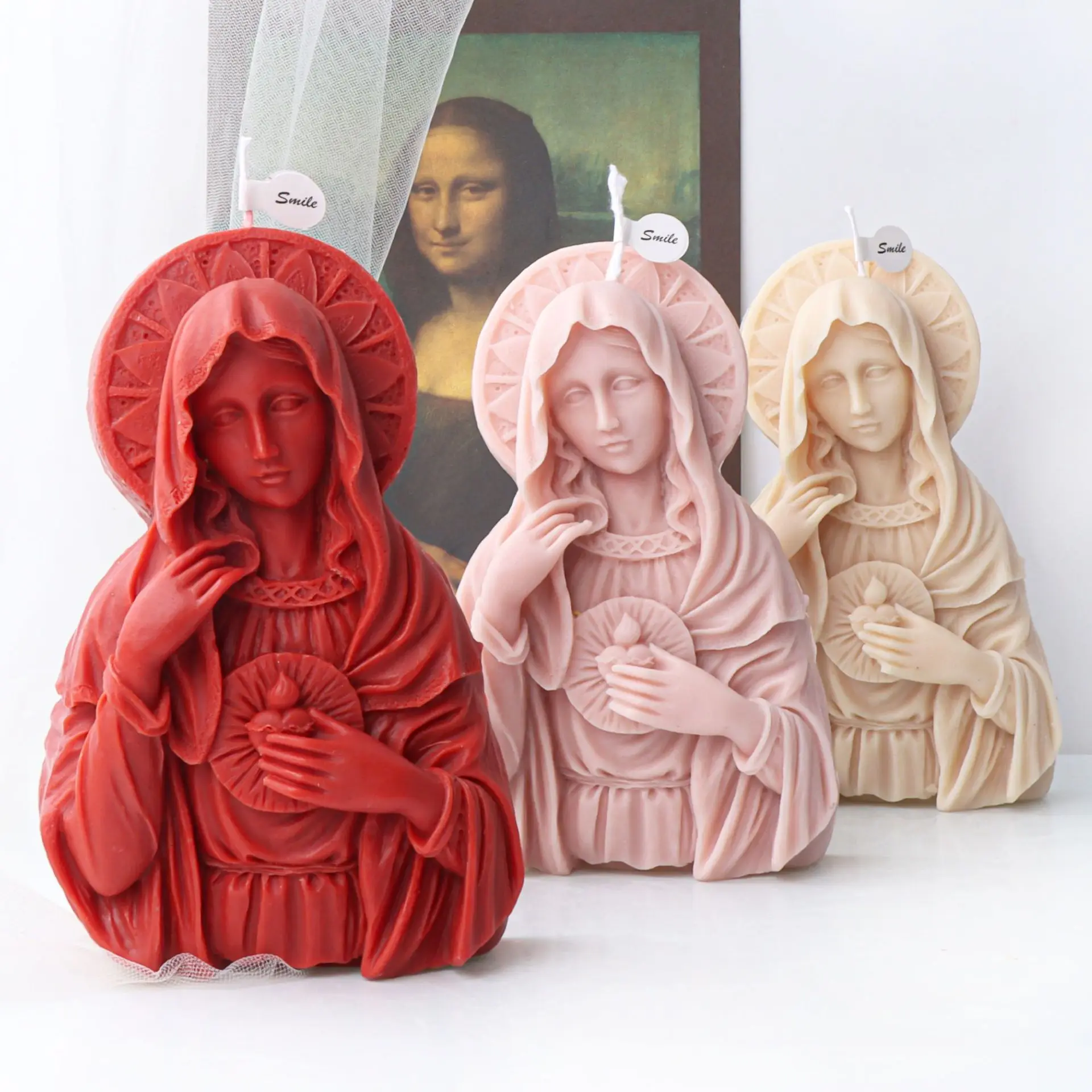 2D European Character Statue Candle Silicone Mold Last Supper Jesus Statue Resin Gypsum Cement Silicone Mold