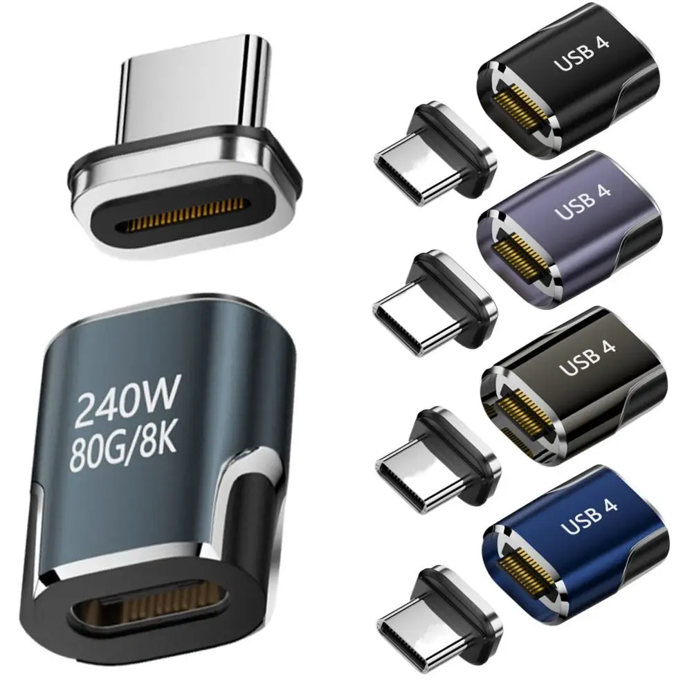 PD 240W USB-C Magnetic Adapter 80Gbps Fast Charging Type C Converter Female to Male 8K 60HZ USB4.0 Adapter for Thunder-bolt 3/4