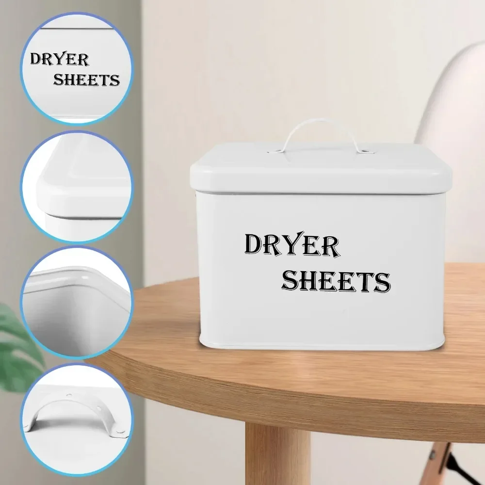 Dryer Sheet Boxes with Lid Reusable Dryer Sheet Bin for Fabric Softener Large Capacity Laundry Room Living Room Decor Container 6