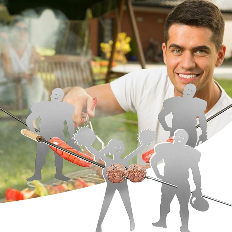

New 2 PCS Steel Hot Dog/Marshmallow Roasters Hunk Man & Dancing Woman Shaped Campfire Skewer Stick Barbecue Forks For Grill