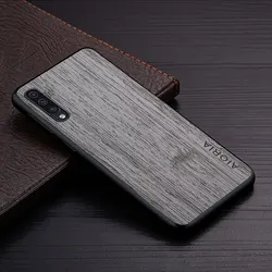 Luxury Bamboo Wood Pattern Leather Phone Case - Premium Design and Protection for A30S (Light Gray)