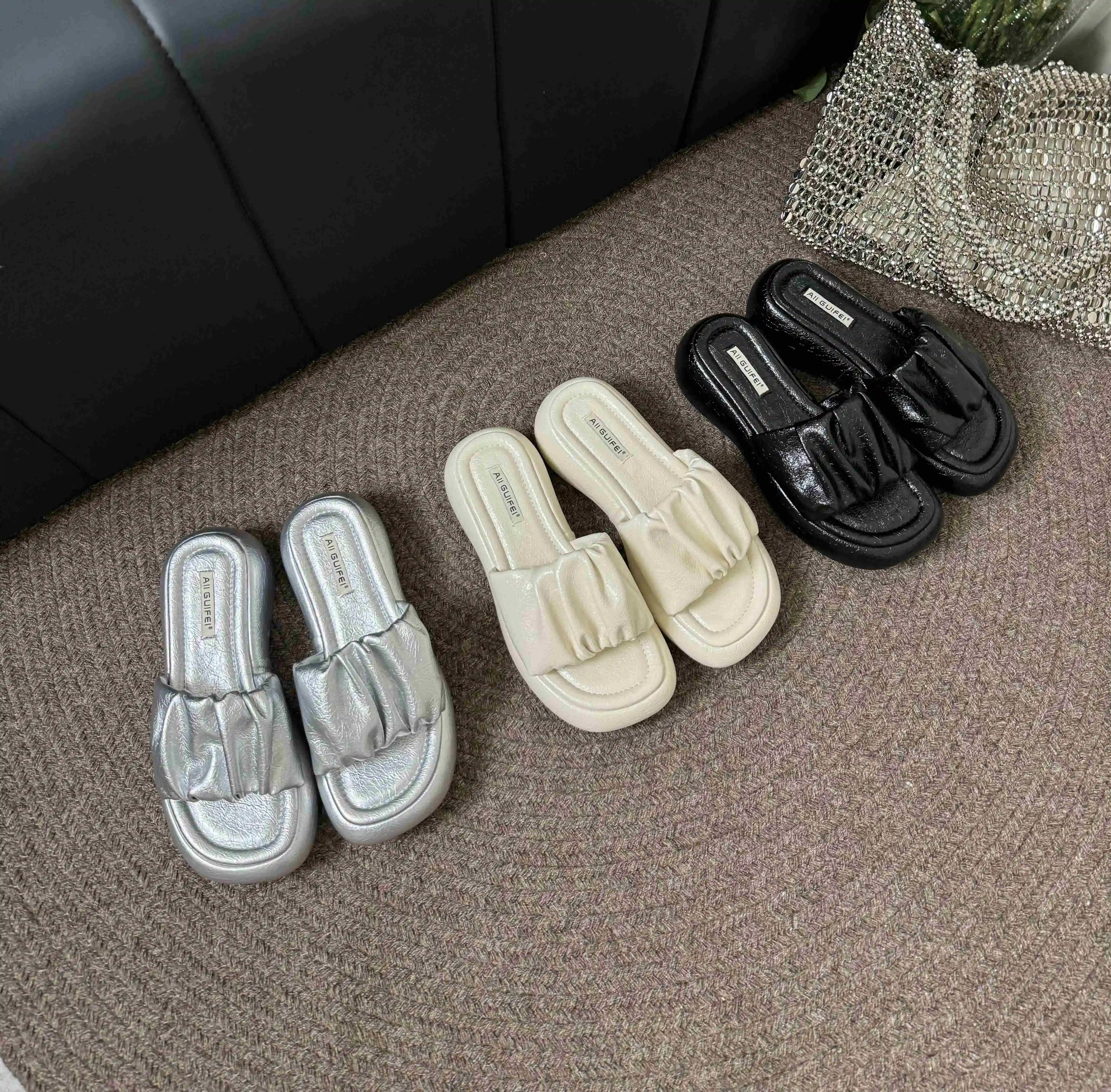 2024 Women's Fashion Soft Slides Elegant Open-Toe Ladies Outdoor Dress Flat Sandals