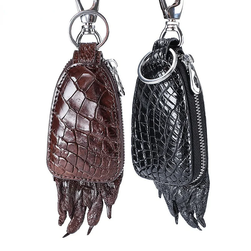 

Брелок для ключей из тайского крокодиловой кожи, кожаный чехол для ключей с креплением под крокодиловую кожу, деловой автомобильный чехол для ключей с натуральным мехом