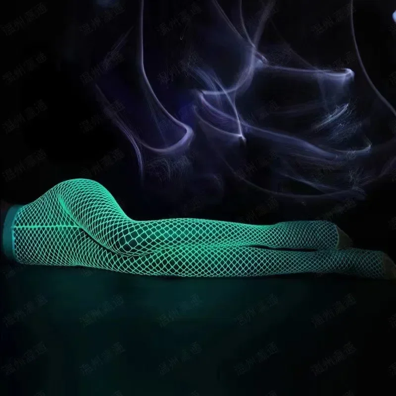 Night Fluorescent Women's Long Socks Fishnet Body Stockings Curve Lingerie Mesh Fabric High Waist Sex Tights Sexy Bodysuits - Image 4